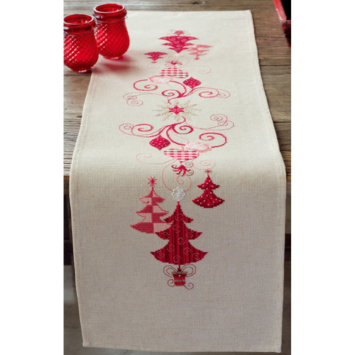 Vervaco Counted Cross Stitch Table Runner Kit 11.6"X40.8"-Red Christmas Decor (14 Count) - V0144712 Vervaco Counted Cross Stitch Table Runner Kit 11.6"X40.8"-Red Christmas Decor (14 Count) - V0144712