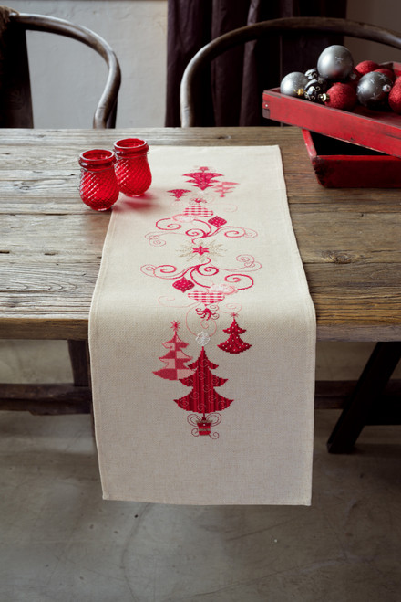 Vervaco Counted Cross Stitch Table Runner Kit 11.6"X40.8"-Red Christmas Decor (14 Count) - V0144712 Vervaco Counted Cross Stitch Table Runner Kit 11.6"X40.8"-Red Christmas Decor (14 Count) - V0144712