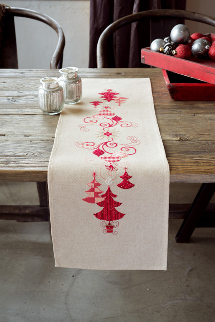 Vervaco Counted Cross Stitch Table Runner Kit 11.6"X40.8"-Red Christmas Decor (14 Count) - V0144712 Vervaco Counted Cross Stitch Table Runner Kit 11.6"X40.8"-Red Christmas Decor (14 Count) - V0144712