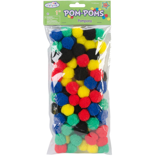 Krafty Kids Pom-Poms 1" 80/Pkg-Primary - KC210-A - 775749149999