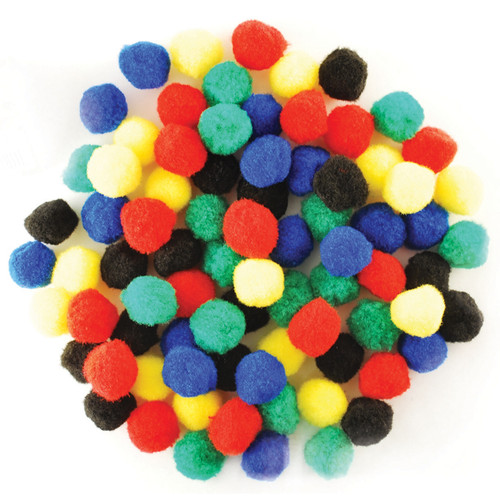 Krafty Kids Pom-Poms 1" 80/Pkg-Primary - KC210-A