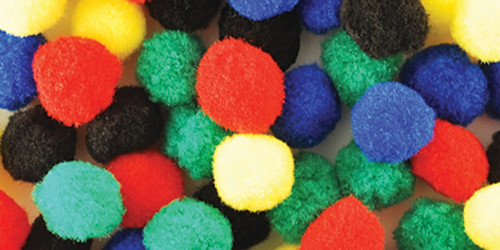 Krafty Kids Pom-Poms 1" 80/Pkg-Primary - KC210-A