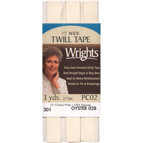 Wrights Twill Tape .5"X3yd-Oyster 117-301-028 - 070659149238
