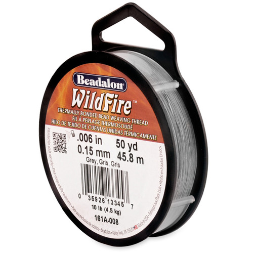 Beadalon Wildfire Stringing Thread .006"X50yd-Grey - 161-A008 - 035926133457