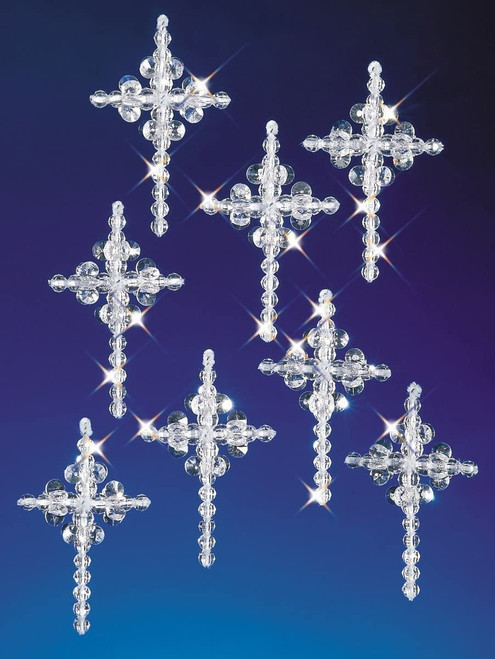 The Beadery Holiday Beaded Ornament Kit-Crystal Crosses 2" Makes 24 - BOK-5536 - 045155888998