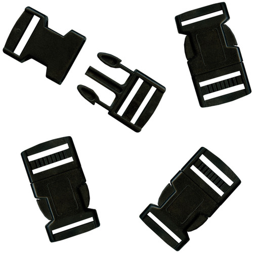 Pepperell Parachute Cord Bracelet Buckles 20mm 4/Pkg-Black - PCBUCK20 - 725879306755