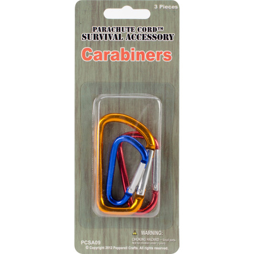 Pepperell Parachute Cord Survival Accessories 3/Pkg-Carabiners - PCSA09 - 725879306663