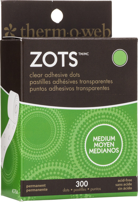 Thermoweb Zots Clear Adhesive Dots-Medium 3/8"X1/64" Thick 300/Pkg 37-84 - 000943037842