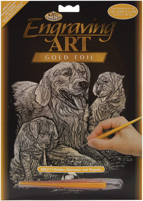 Royal & Langnickel(R) Gold Foil Engraving Art Kit 8"X10"-Golden Retriever & Puppies - GOLDFL-11 - 090672013187