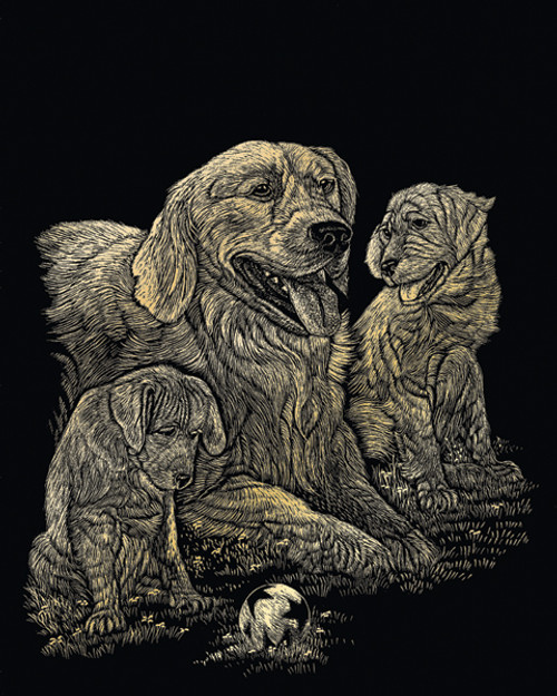 Royal & Langnickel(R) Gold Foil Engraving Art Kit 8"X10"-Golden Retriever & Puppies - GOLDFL-11