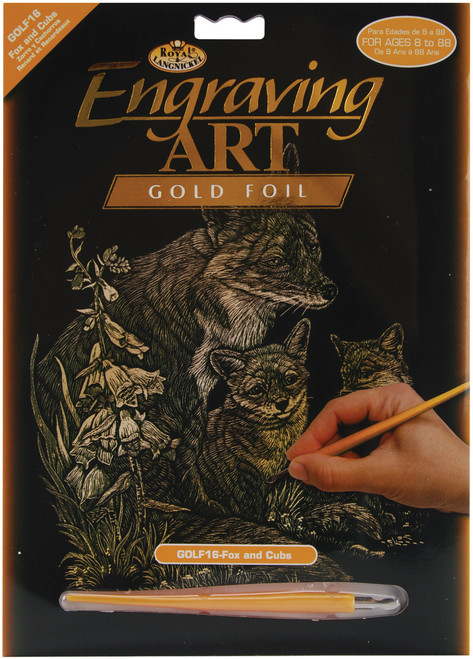 Royal & Langnickel(R) Gold Foil Engraving Art Kit 8"X10"-Fox & Cubs GOLDFL-16 - 090672013231