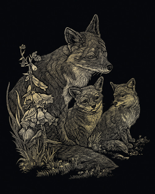 Royal & Langnickel(R) Gold Foil Engraving Art Kit 8"X10"-Fox & Cubs - GOLDFL-16
