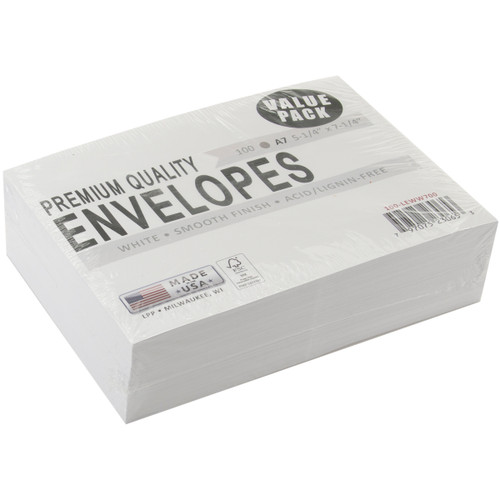 Leader A7 Envelopes (5.25"X7.25") 100/Pkg-White - A7100 Leader A7 Envelopes (5.25"X7.25") 100/Pkg-White - A7100