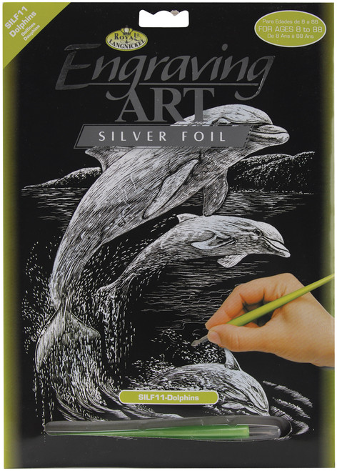 Royal & Langnickel(R) Silver Foil Engraving Art Kit 8"X10"-Dolphins SILVFL-11 - 090672013125