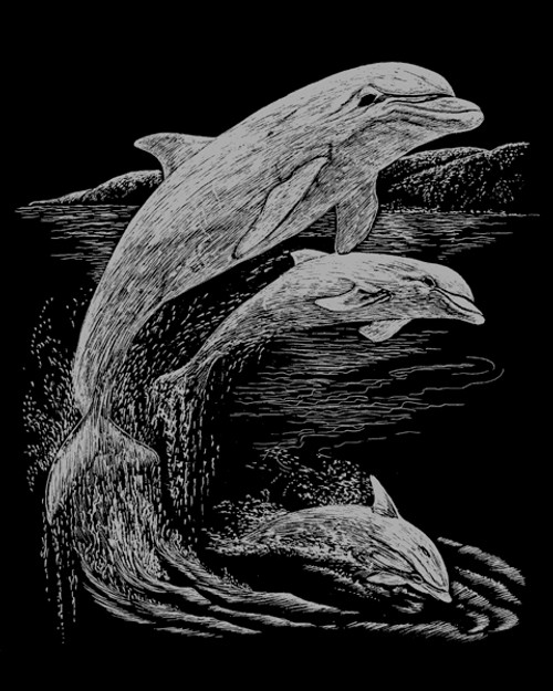 Royal & Langnickel(R) Silver Foil Engraving Art Kit 8"X10"-Dolphins - SILVFL-11