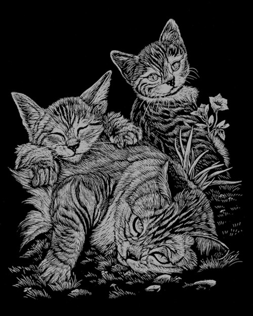 Royal & Langnickel(R) Silver Foil Engraving Art Kit 8"X10"-Cat & Kittens - SILVFL-13