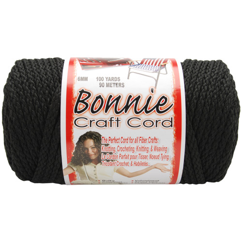 Pepperell Bonnie Macrame Craft Cord 6mmX100yd-Black - BB6-100-042 - 725879670429