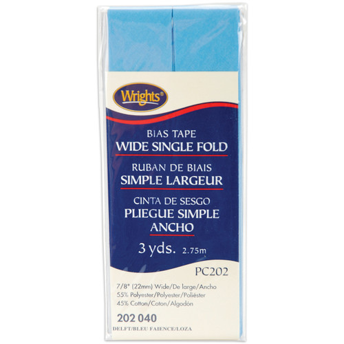 Wrights Single Fold Bias Tape .875"X3yd-Delft - 117-202-040 - 070659132599 Wrights Single Fold Bias Tape .875"X3yd-Delft - 117-202-040 - 070659132599