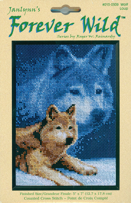 Janlynn Mini Counted Cross Stitch Kit 5"X7"-Forever Wild Wolf (11 Count) 13-0309 - 049489133090