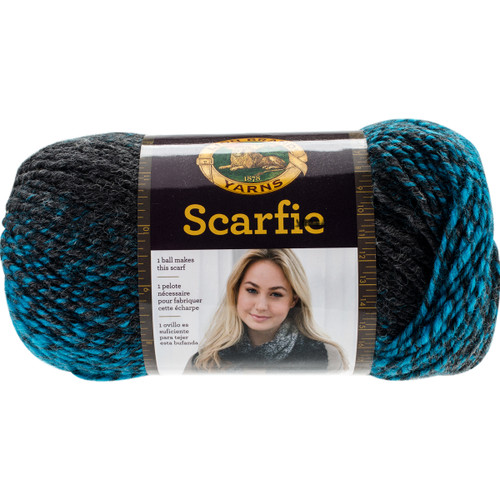 Lion Brand Scarfie Yarn-Charcoal/Aqua - 826-209 - 023032019505