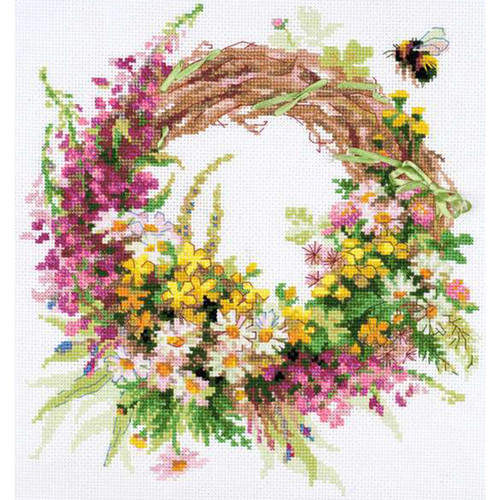 RIOLIS Counted Cross Stitch Kit 11.75"X11.75"-Wreath With Fireweed (14 Count) R1456