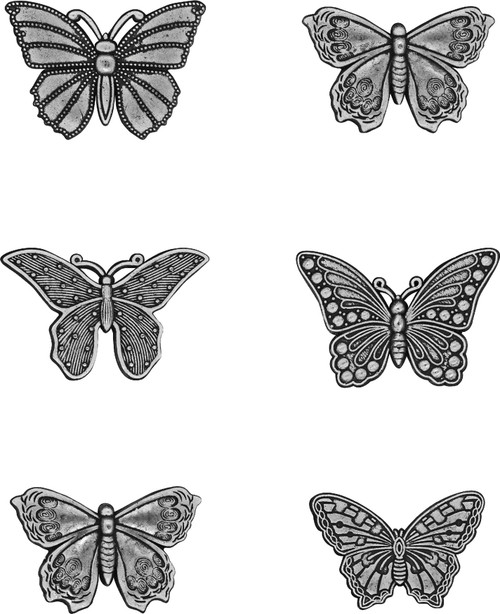 Idea-Ology Metal Adornments 1" 6/Pkg-Butterflies - TH93689