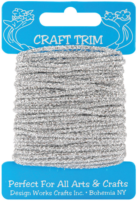 Design Works Craft Trim 10yd-Glitter Silver - 102-02 - 021465102023