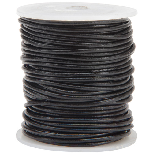 Realeather(R) Crafts Round Leather Lace 2mmX25yd Spool-Black - RL2520-0112 - 870192003765