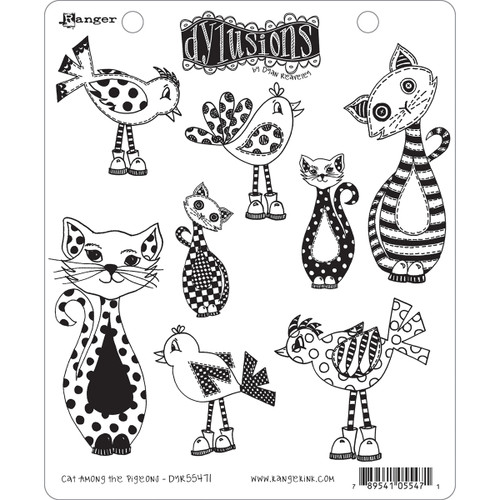 Dyan Reaveley's Dylusions Cling Stamp Collections 8.5"X7"-Cat Among Pigeons - DYRC-55471 - 789541055471 Dyan Reaveley's Dylusions Cling Stamp Collections 8.5"X7"-Cat Among Pigeons - DYRC-55471 - 789541055471