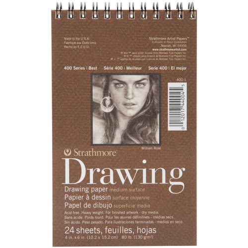 Strathmore Medium Drawing Spiral Paper Pad 4"X6"-24 Sheets - 62400100 - 012017440045
