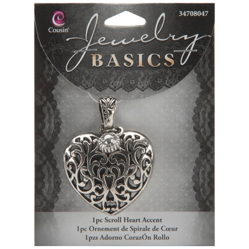 CousinDIY Jewelry Basics Metal Accent 1/Pkg-Heart Scroll - A50026LD-8047 - 016321042902