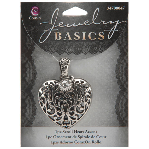 Cousin Jewelry Basics Metal Accent 1/Pkg-Heart Scroll A50026LD-8047 - 016321042902