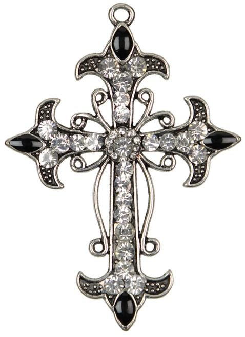 Cousin Jewelry Basics Metal Accent 1/Pkg-Silver & Clear Cross JBMA1-023 - 016321042667