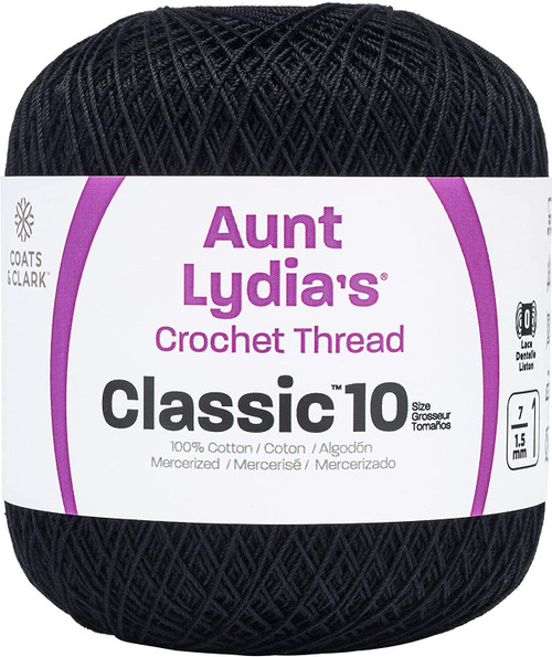 Aunt Lydia's Classic Crochet Thread Size 10-Black - 154-12 - 073650907739