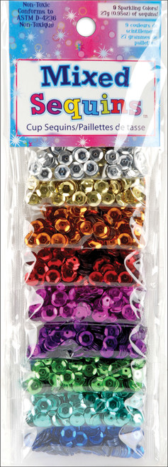 Sulyn Mixed Sequins 6mm 3g 9/Pkg-Assorted Cups 665890 - 717968172020