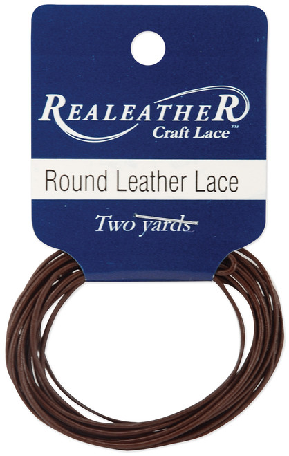 Realeather(R) Crafts Round Leather Lace 1mmX2yd-Brown - RL0102-0103 - 870192003703