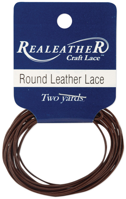 Realeather Crafts Round Leather Lace 1mmX2yd Packaged-Brown RL0102-0103 - 870192003703
