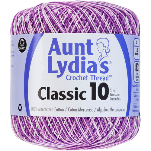 Aunt Lydia's Classic Crochet Thread Size 10-Shades Of Purple 154-26 - 073650907777