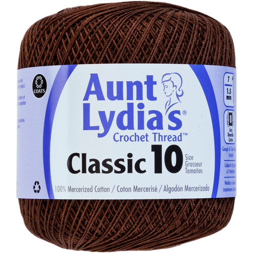 Aunt Lydia's Classic Crochet Thread Size 10-Fudge Brown - 154-131 - 0024719354010