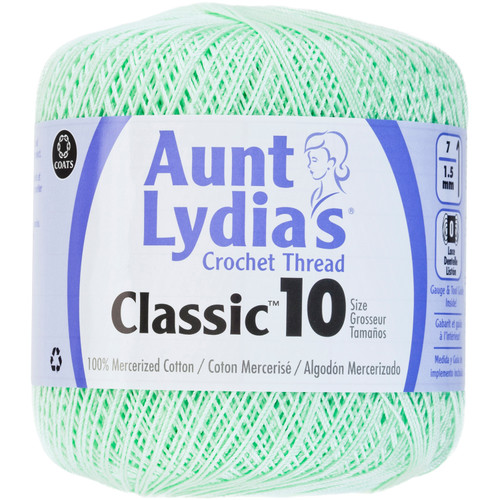 Aunt Lydia's Classic Crochet Thread Size 10-Mint Green - 154-428 - 073650907869 Aunt Lydia's Classic Crochet Thread Size 10-Mint Green - 154-428 - 073650907869