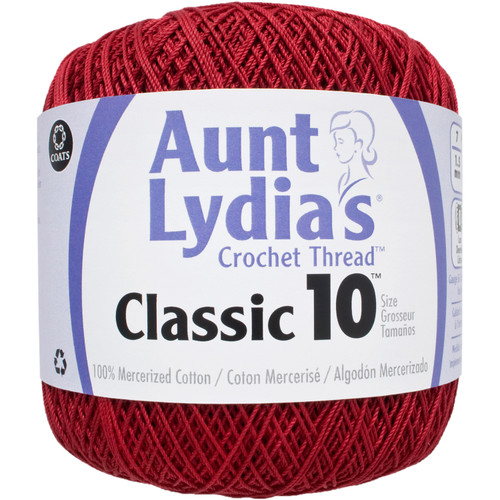 Aunt Lydia's Classic Crochet Thread Size 10-Victory Red 154-494 - 073650907975
