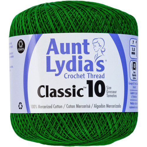 Aunt Lydia's Classic Crochet Thread Size 10-Myrtle Green 154-484 - 073650907944