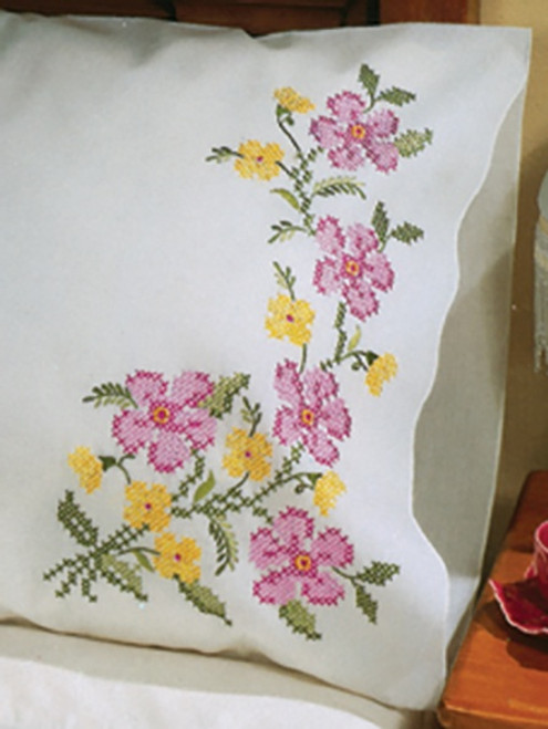 Tobin Stamped For Embroidery Pillowcase Pair 20"X30"-Fragrant Floral - 300/88 - 081041302872 Tobin Stamped For Embroidery Pillowcase Pair 20"X30"-Fragrant Floral - 300/88 - 081041302872