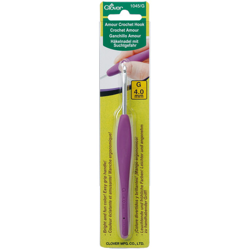 Clover Amour Crochet Hook-Size G6/4mm - 1045/G - 051221710452 Clover Amour Crochet Hook-Size G6/4mm - 1045/G - 051221710452