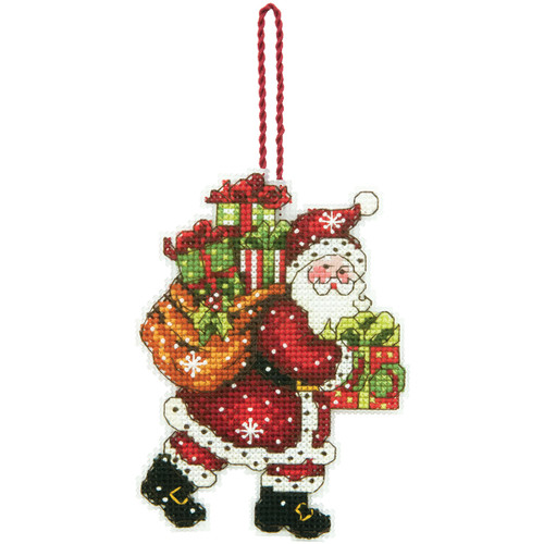 Dimensions Plastic Canvas Ornament Kit 3.25"X4.5"-Santa With Bag (14 Count) - 70-08912