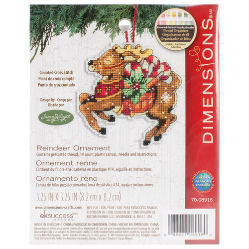 Dimensions Plastic Canvas Ornament Kit 3.25"X3.25"-Reindeer (14 Count) - 70-08916 - 088677089160