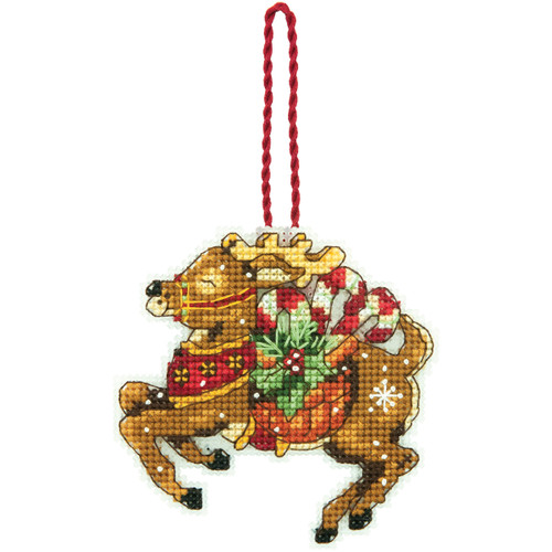 Dimensions Plastic Canvas Ornament Kit 3.25"X3.25"-Reindeer (14 Count) - 70-08916