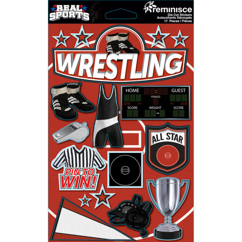 Reminisce Real Sports Cardstock Stickers 6"X4.5"-Wrestling - RS-3D-156 - 895707189079
