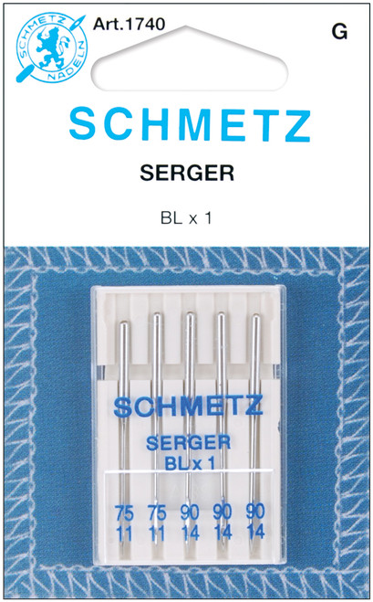 Schmetz Overlock Machine Needles - BLX1-Sizes 11/75 (2) & 14/90 (3) - 1740 - 036346317403 Schmetz Overlock Machine Needles - BLX1-Sizes 11/75 (2) & 14/90 (3) - 1740 - 036346317403