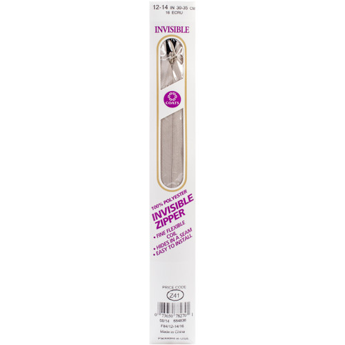Coats Invisible Zipper 12" To 14"-Ecru - F84 14-16 - 073650782701